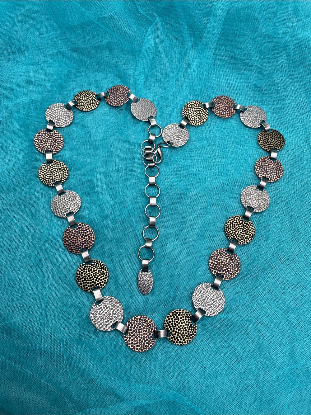 🌹 Vintage UNIQUE Hammered Silver, Gold & Copper look Metal Ladies  Belt